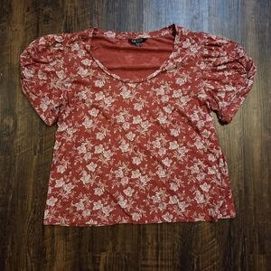 Lauren Ralph Lauren Burgundy Floral Blouse